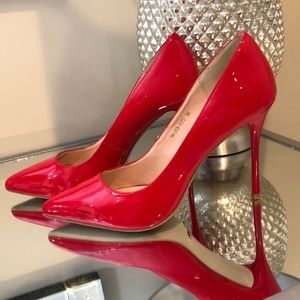 Sexy red patent leather stiletto heels